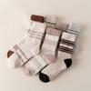 Warm Comfortable Thick Stripe Plush Coral Fleece Socks Cotton Hosiery Middle Tube Socks Man Socks