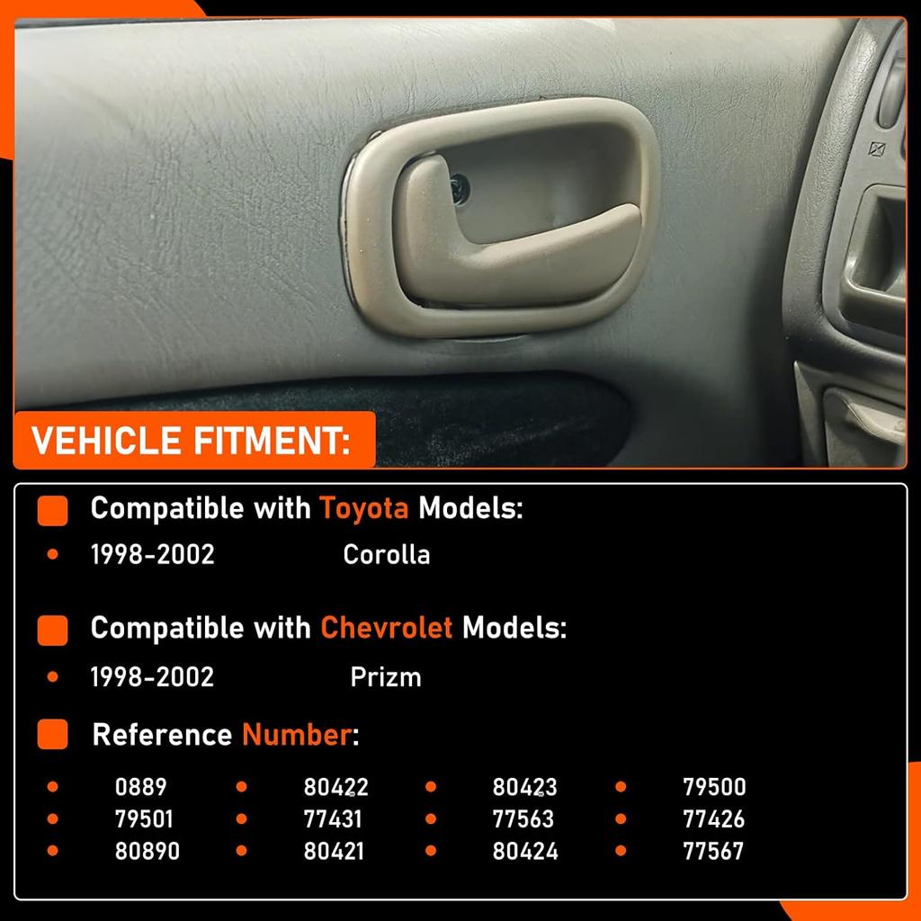 Door Handle Set fits for 1998-2002 Toyota Corolla Chevrolet Prizm Door Handles,Exterior & Interior,Front & Rear,Left & Right Replaces# 6922002030