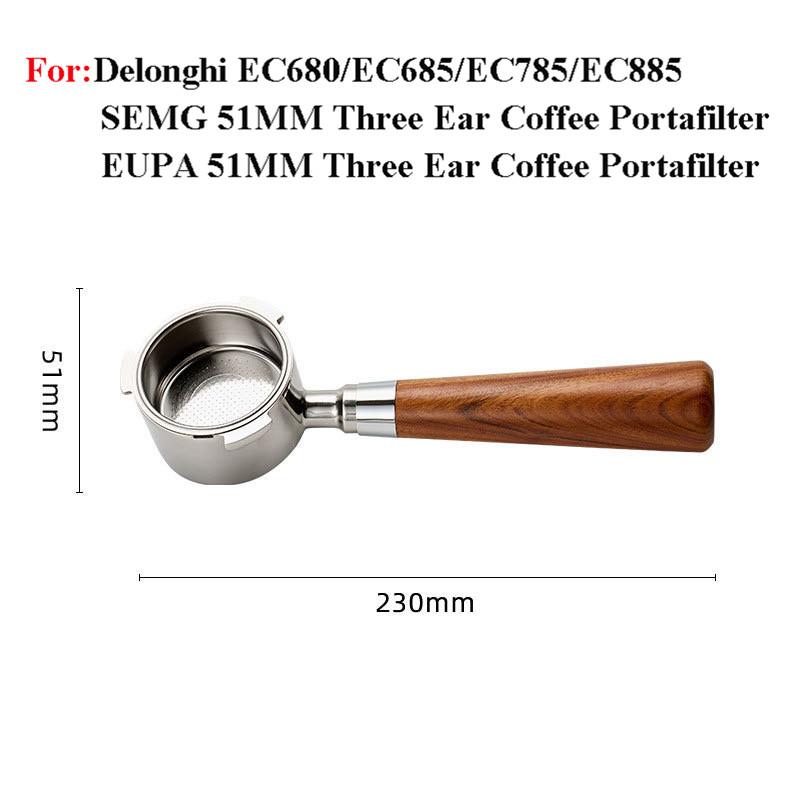 

51мм Портафільтр для Naked Coffee для Delonghi EC680/EC685/EC785/EC885 Ручка для кави з нержавіючої сталі з кошиком на 1/2/4 чашки no basket