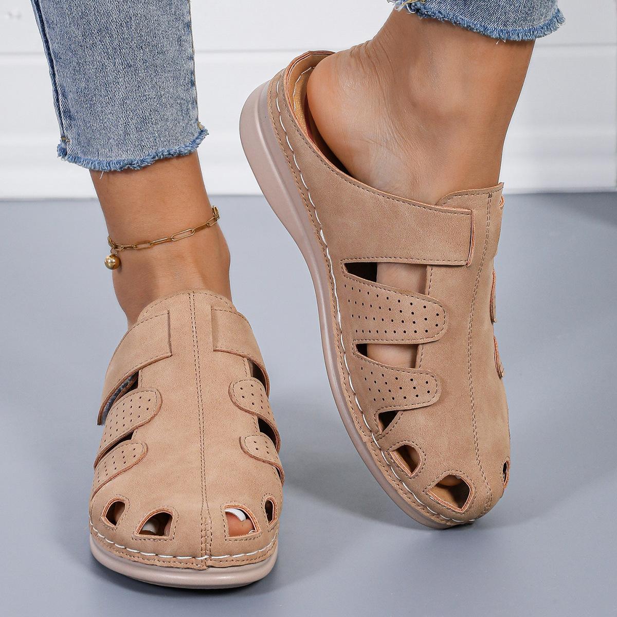 

Женские туфли с сумкой на голову на танкетке с новой наклейкой, классные тапочки 2025 года, летние женские повседневные пляжные классные тапочки 43 верблюд