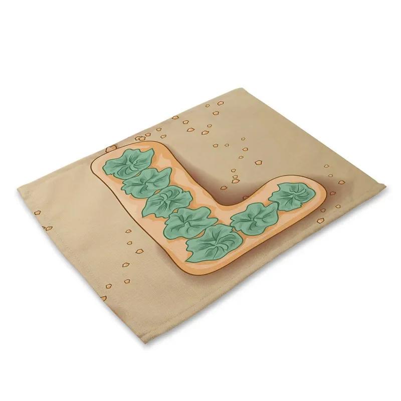 45X30cm Letter Pattern Kitchen Placemat Dining Table Mats Tea Coaster Cotton Linen Pads Bowl Cup Mats for Home Decor Gifts