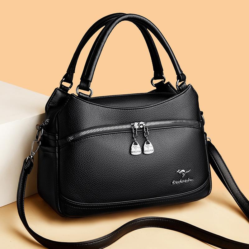 Middle-aged mother-in-law and women's bag 2025 new women's soft leather mother bag temperament broadband shoulder casual versatile messenger bag