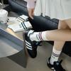 Striped Socks, Women's Mid-calf High-top Socks, Versatile, Simple, Sporty, School Style, Spring and Autumn Cotton Socks