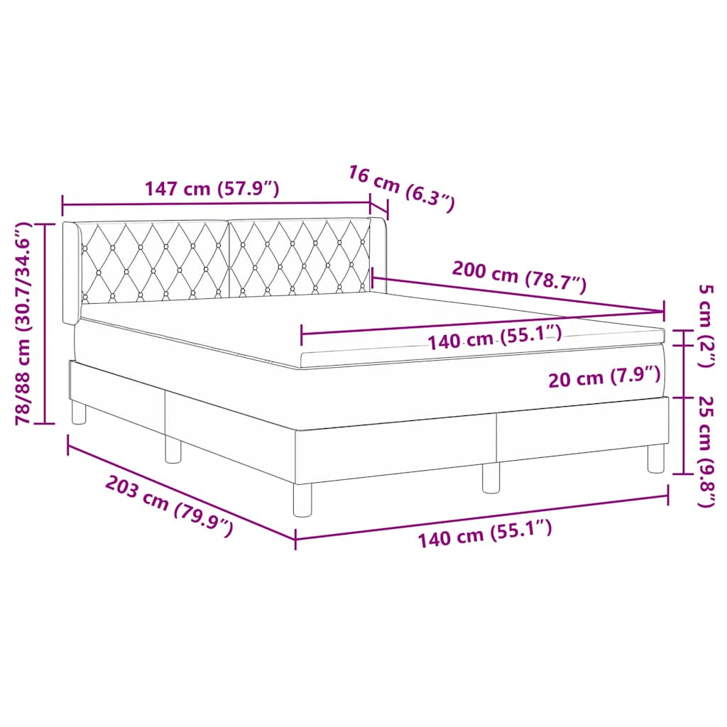 Box Spring Bed with Headboard Pink 200 x 140 cm Velvet