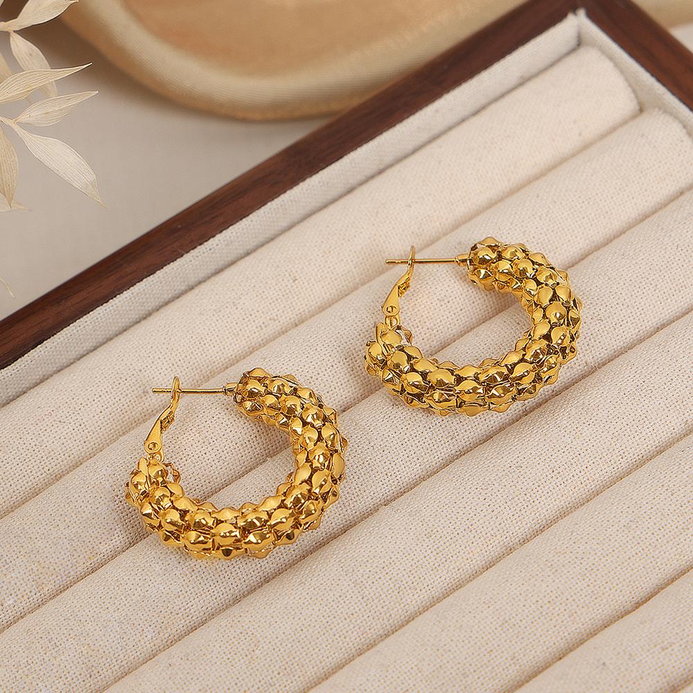 Anti Allergic Waterproof Charm Daily Jewelry Gift Popular C-Shape Hollow Stainless Steel Earrings for Women