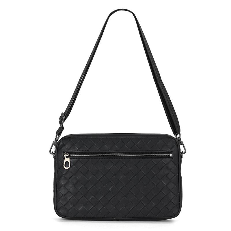 

Мужская модная плетеная сумка через плечо из вощеной коровьей кожи: Модная сумка кроссбоди для бизнеса и путешествий 20x5.5x31 cm чёрный