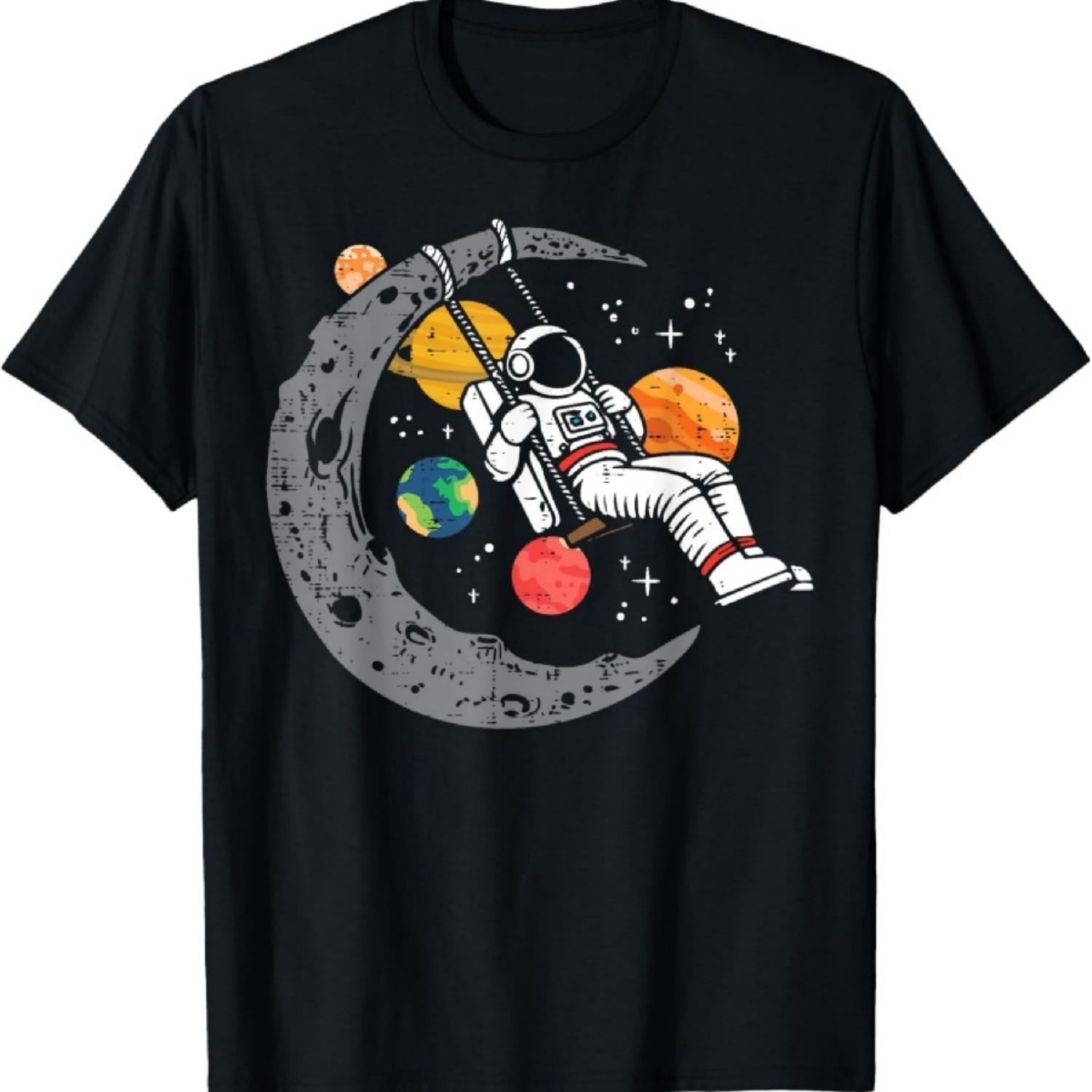 

Astronaut Moon Swing Planets Space Galaxy Women Kids Men T-Shirt S