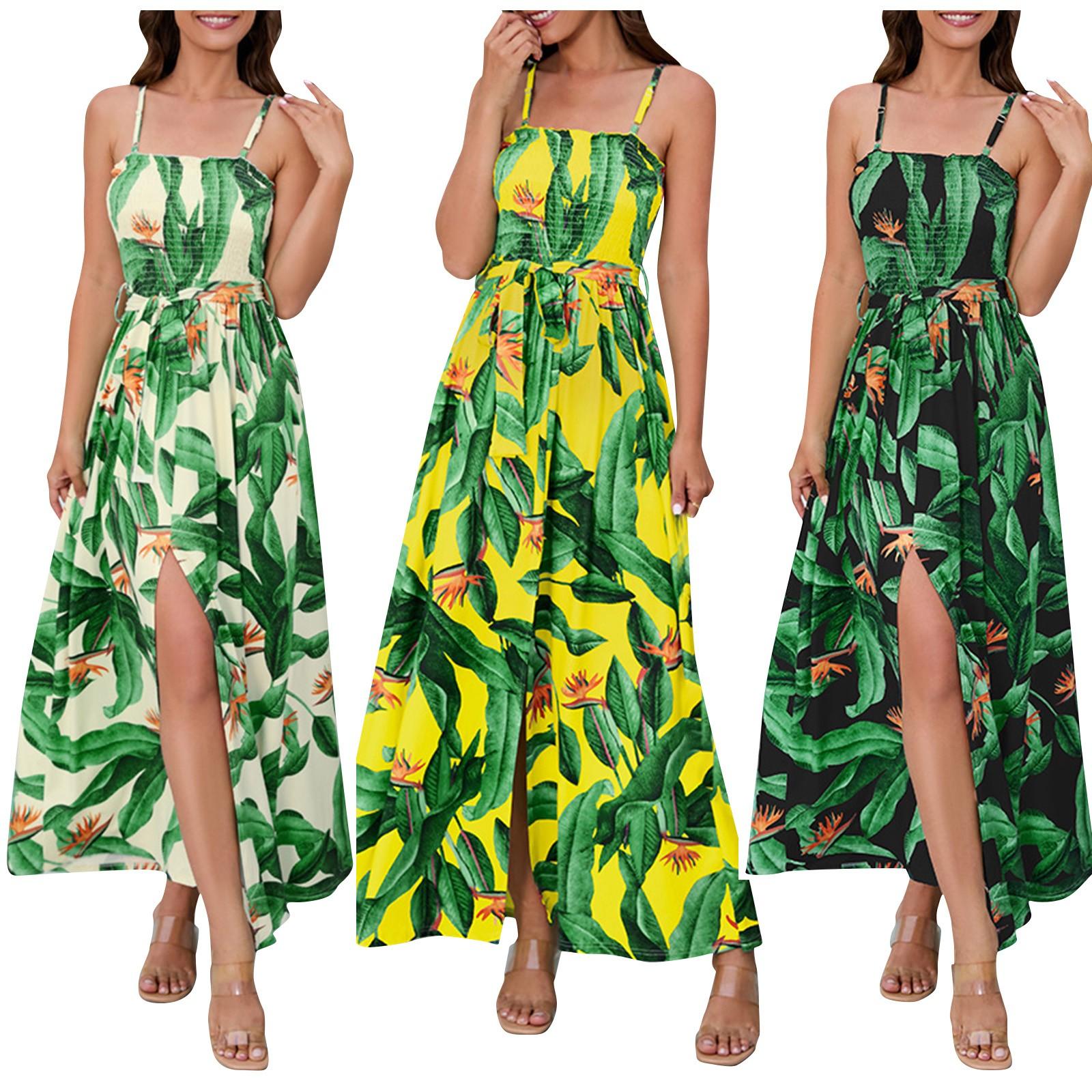 

Модное женское платье с разрезом и высокой талией, богемное платье макси с открытой спиной