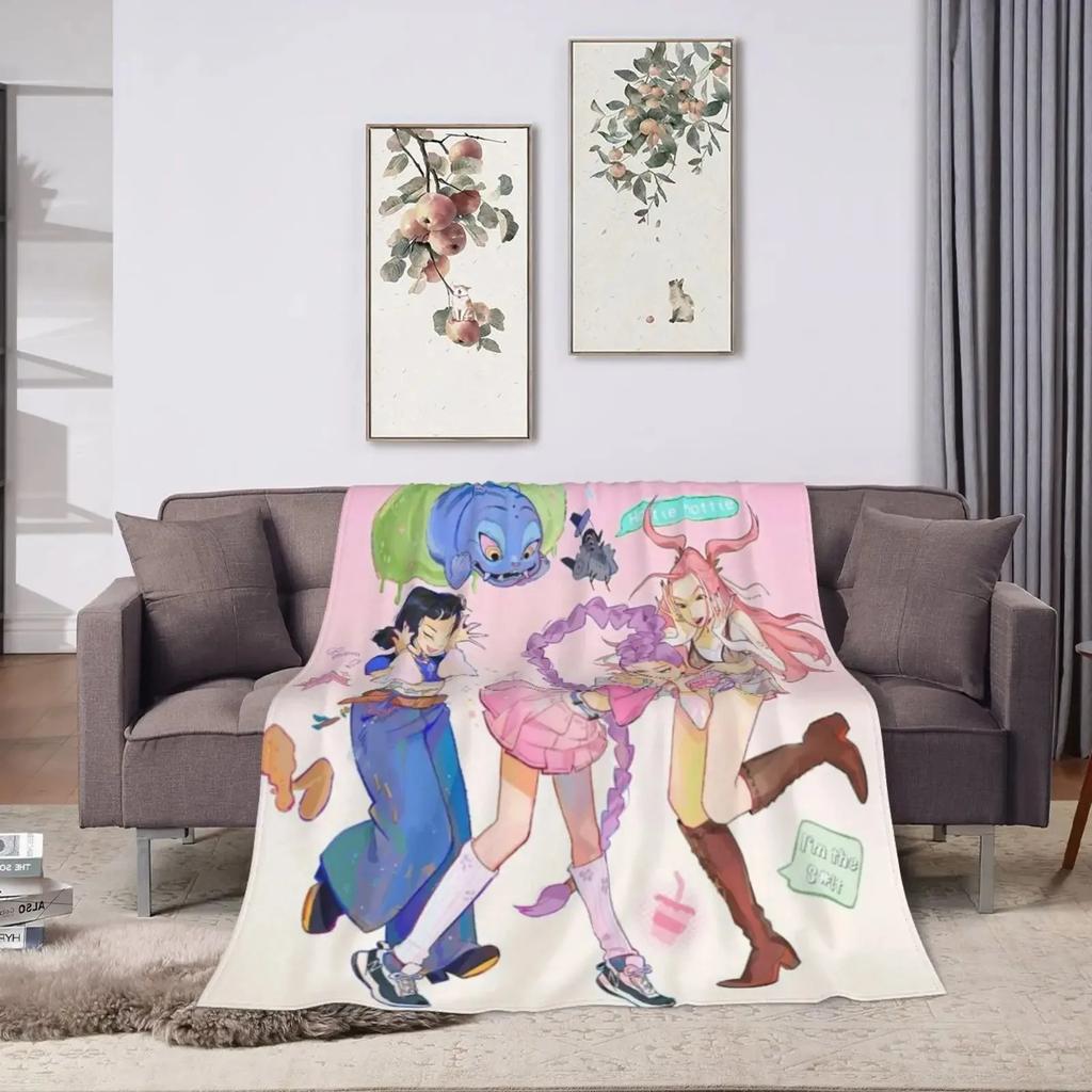 Live Kpop D-emon Hun-ter Decke, kpop Lustiges Geschenk, kuschelige K-pop Demon Hunters Huntrix Decke, von Anime inspiriert, von Huntrix inspirierte Decke
