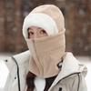 Windproof Plush Neckerchief Furry Mask Pullover Cap Beanies Hat Winter Balaclavas Cap  Women