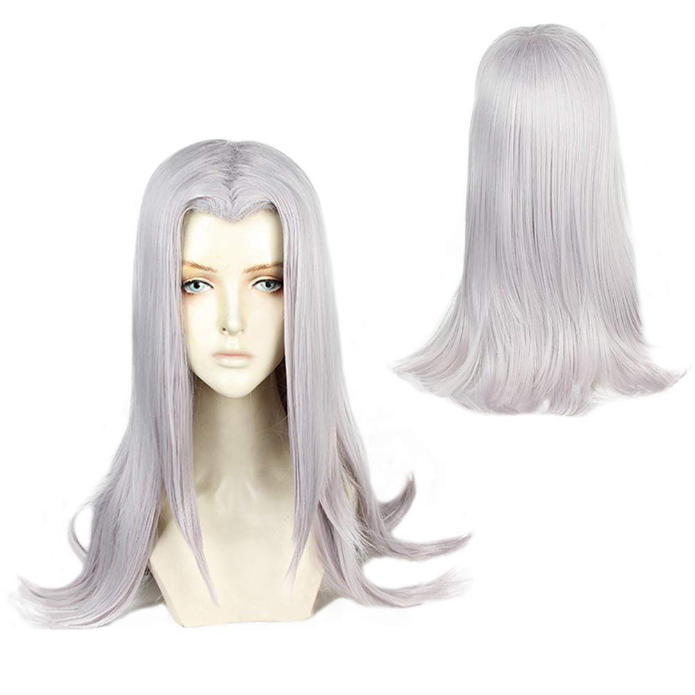 Heat-resistant cosplay wig, "Second Castle," silver-gray, long straight, perfect for events and costumes + 2 bonus items