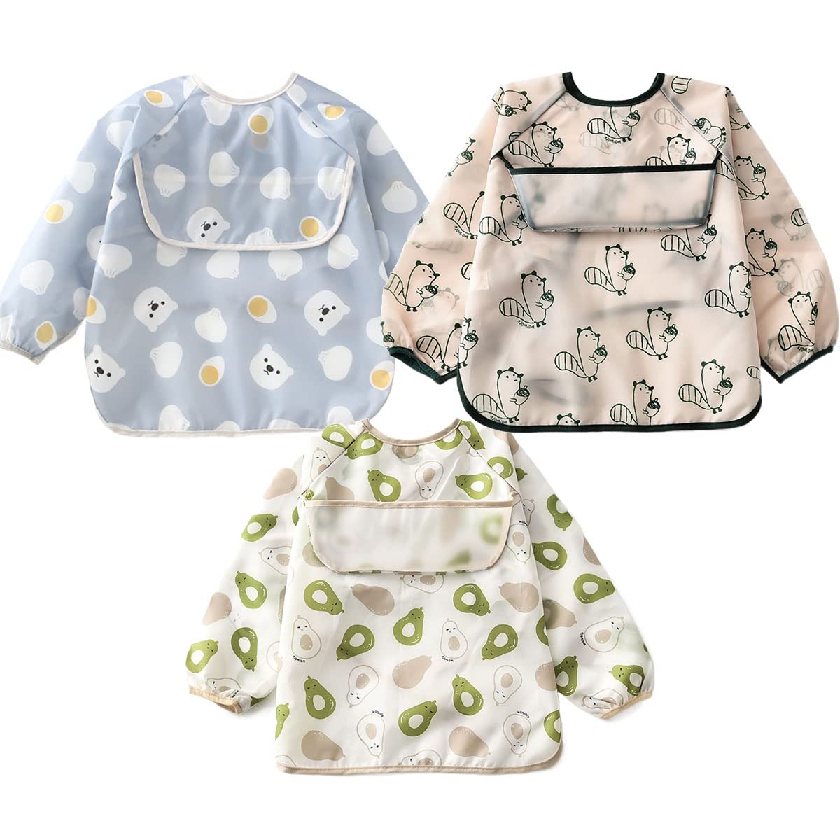 

Meal Long Sleeved Water Spill Boys [COSHU] Apron, Sleeves, Velcro, Smock, Repellent, Pockets, Prevention, Baby, Kids, Stylish, Cute, Girls, [Product]