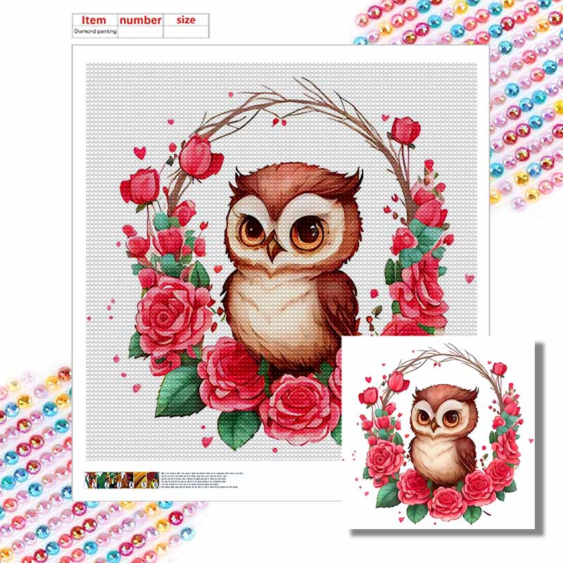 New Arrival 5D DIY Full Circle Diamond Painting "Painted Owl" Embroidery Cross Stitch Home Decor Gift