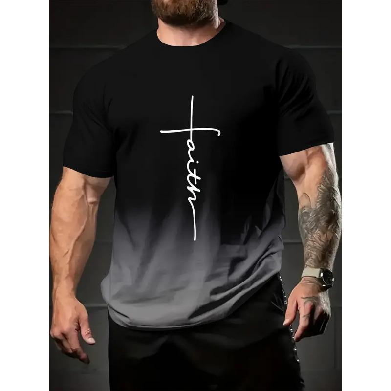 Trendy 3D tričko s krátkým rukávem pánské volné tričko s kulatým výstřihem s potiskem s přechodem Trendy top pánské triko