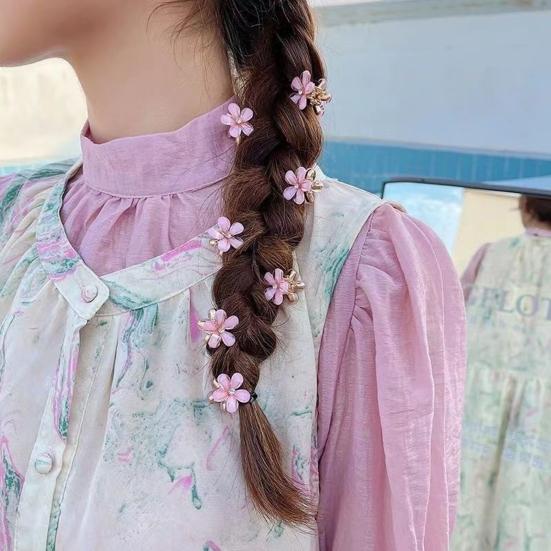 4Pcs Hair Pins Camellia Flower Shape Mini Gripper Side Bang Small Hair Claw Commuting Dating Dinner