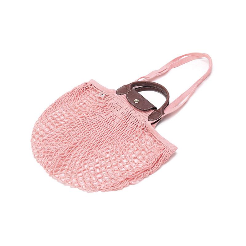 Longchamp Le Pliage Filet 38 Solid Handle Mesh Fabric Tote Bag Large Women Tote Bag Pink 10121HVHP63