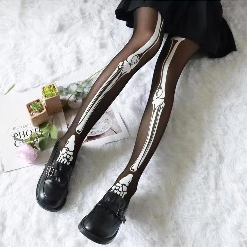 Horror Halloween Tights Foot Bone Skeleton Halloween Cos Pantyhose Silk Tights Funny And Halloween Pantyhose