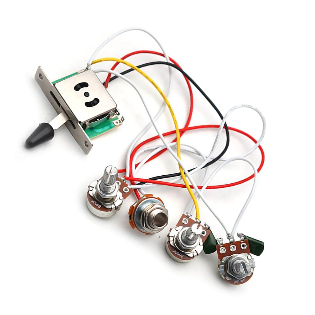 500K 5-Way Toggle Switch for Stratocaster Guitar Electric Guitar Wiring Harness Kit Replacement with 1 Volume 2 Tone 1 Jack
