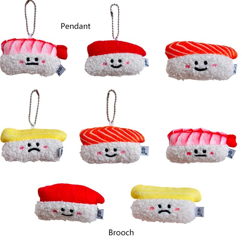Authentic Salmon And Sweet Shrimp Sushi Plush Pendant Pin Cute And Funny Cartoon Food Hanging Decoration Gift Sushi Pendant)