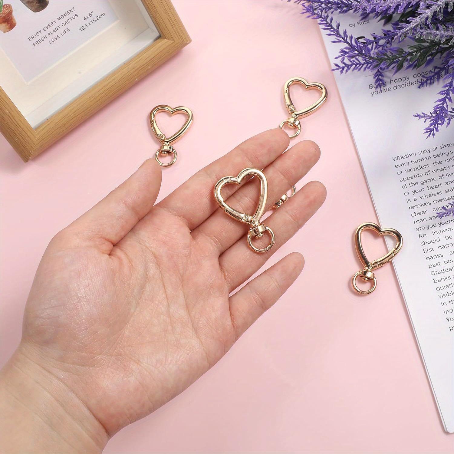 

5pcs Heart Shape Swivel Buckles Metal Spring Keyring Chain Keychain Buckle Spring Clasp Purse Strap for Keychains, DIY Bag золотий