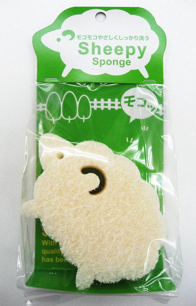 Ohe Kitchen Sponge White Sheep Length X Width 11 X Height Cm Cf Fluffy and Gentle Wash Sheepy Sponge Approx. 7.3 3.5