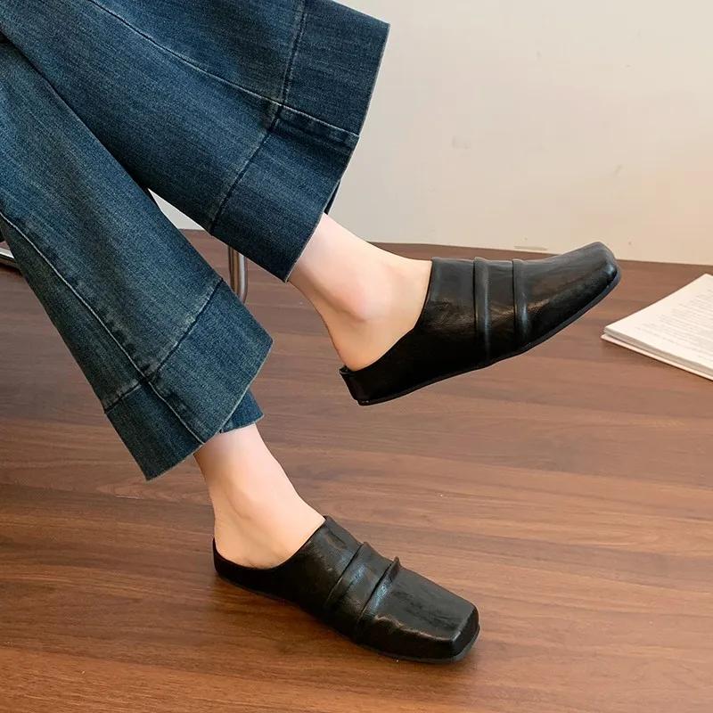 Fashion French Niche Pointed-toe Semi-slippers Single Shoes Women's 2025 Spring and Summer Slip-on