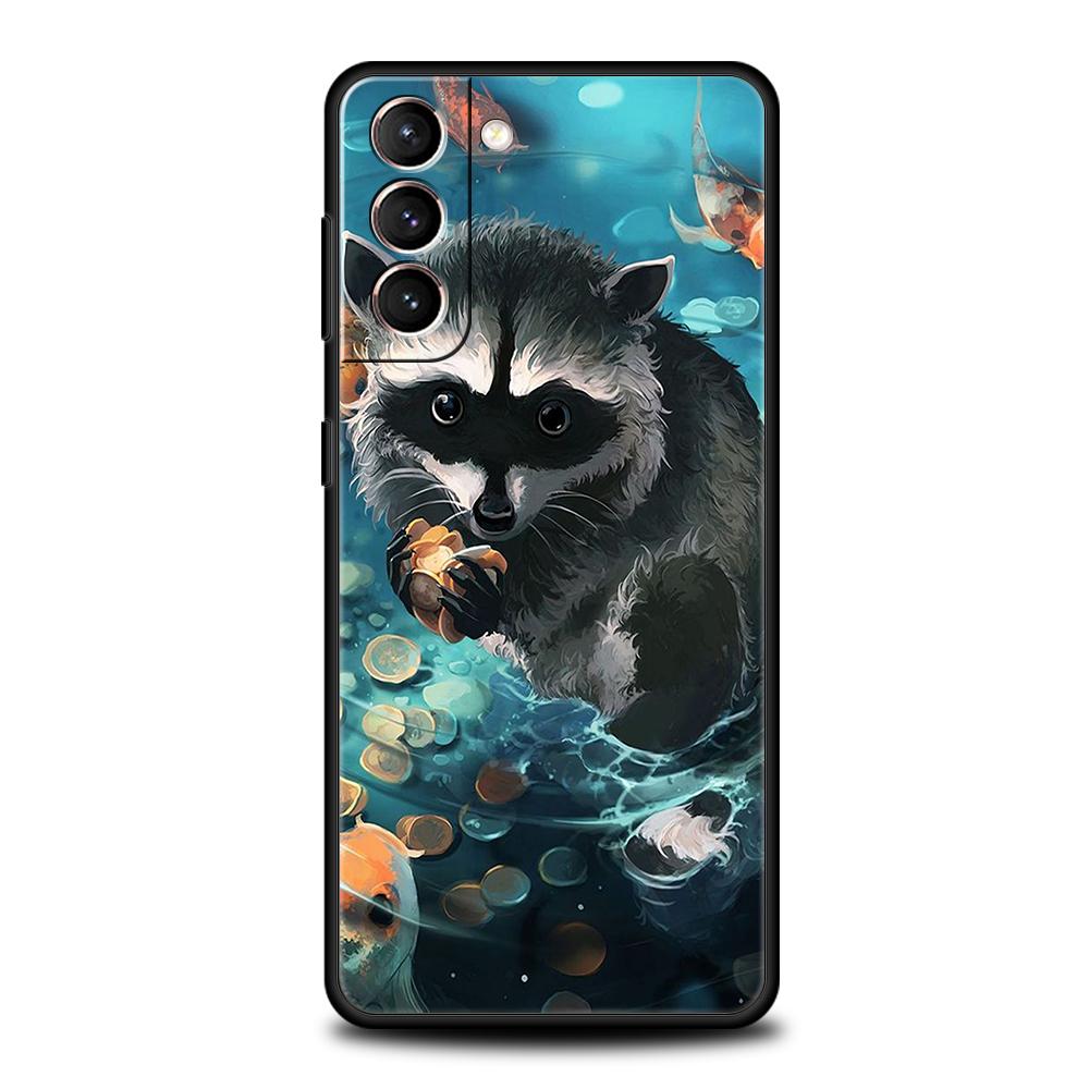 Süßes Tier Waschbär Handyhülle Für Samsung Galaxy S24 S23 S22 S20 S21 FE Ultra S24 S23 S10 S10E S9 S8 Plus 5G Handyhülle Taschen