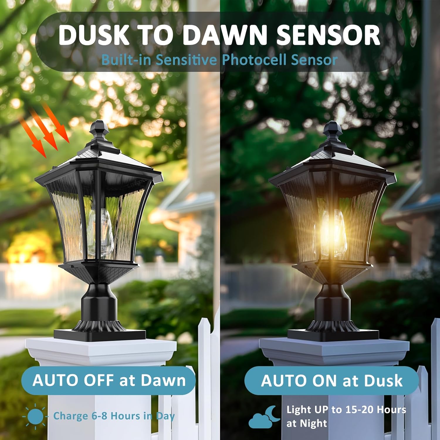 

Solar Post Light with Pier Mount, 19 H Aluminum LED Path Light, Dusk to Dawn, Remote Control, Black - 1 Pack 3CCT 1Pack Remote