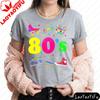 Colorful 80s Icons And Text Design Shirt Retro 80s Style Unisexs TShirt Vintage Themed Parties Ideal Tshirt Daily Life Tops