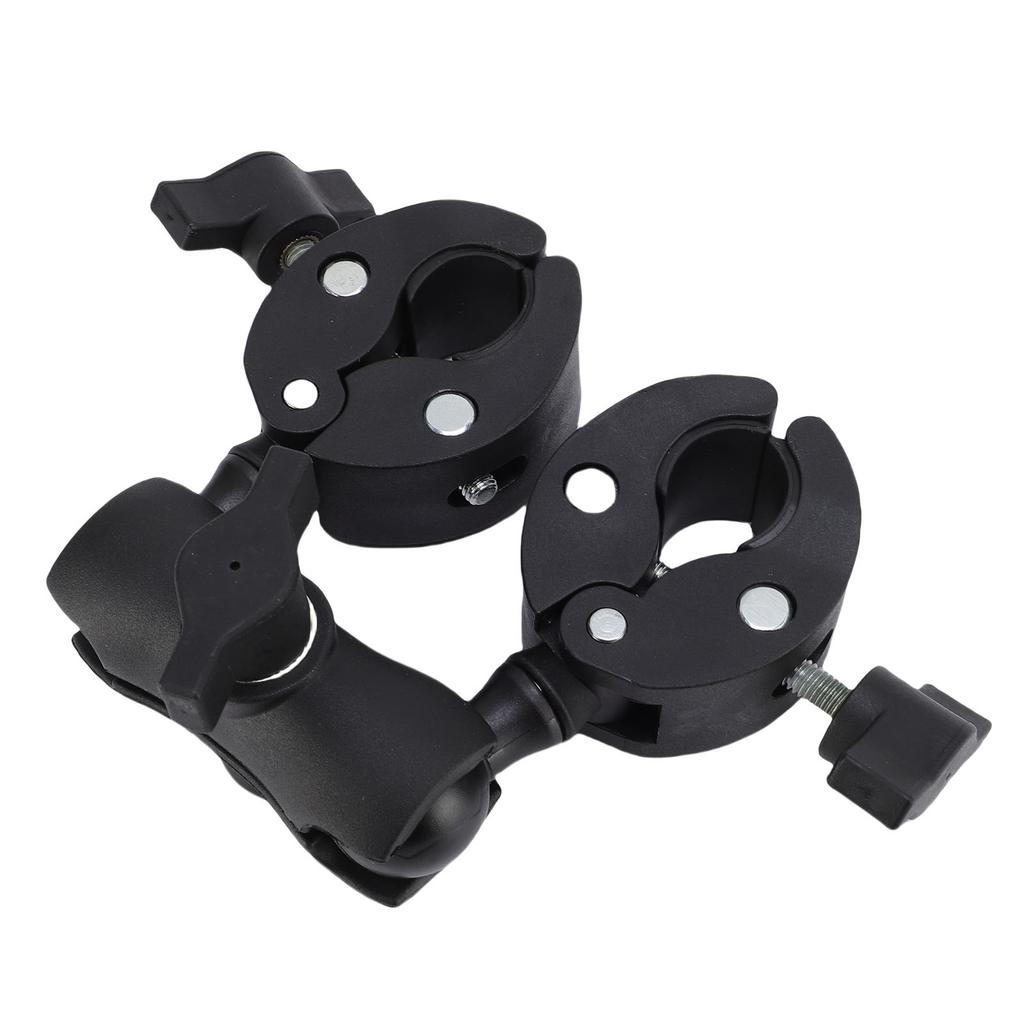 Double Clamp Mount Bracket with 360 Degree Ballhead Articulating Arm Umbrella Holder Camera Clamp Pole Clamp for