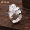 New Enamel Geometric Four-leaf Clover Elastic Ring, Women's Fashion High-end Flower Alloy Ring