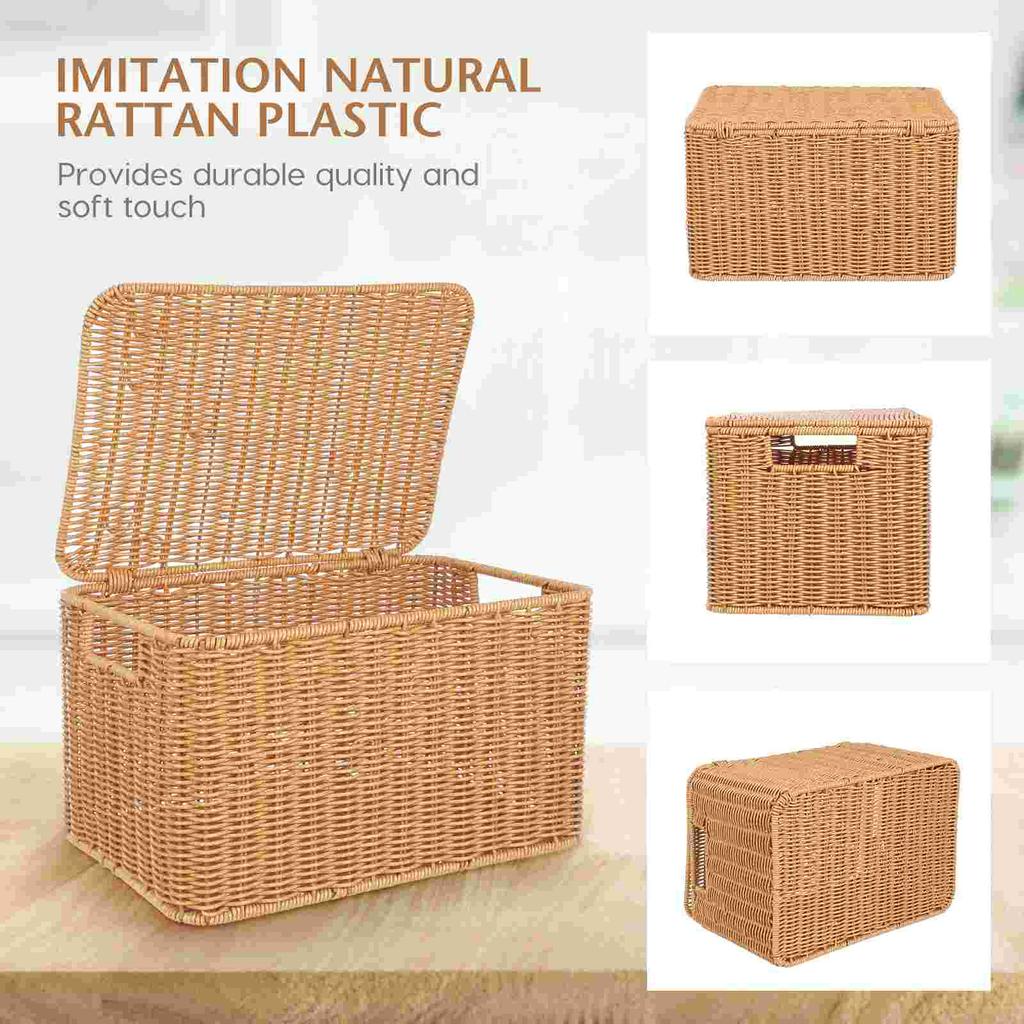 Woven Storage Basket Snack Containers Sundry Receiving Drawer with Lid Clothes Iron Frame Pp Rattan Multi-function Clothing