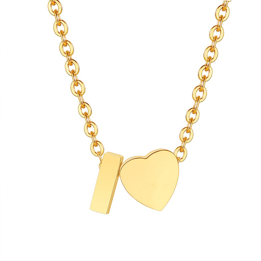 Initial Heart Necklace for Women,18K Gold Plated Stainless Steel Tiny Heart Letter Necklace, Personalized Name Jewelry