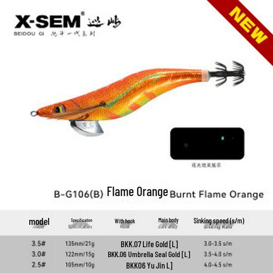 

Xunyu B-G1 UV Glow Wood Shrimp Squid Hook Lure for Sea Fishing 3.5# 21g/135mm