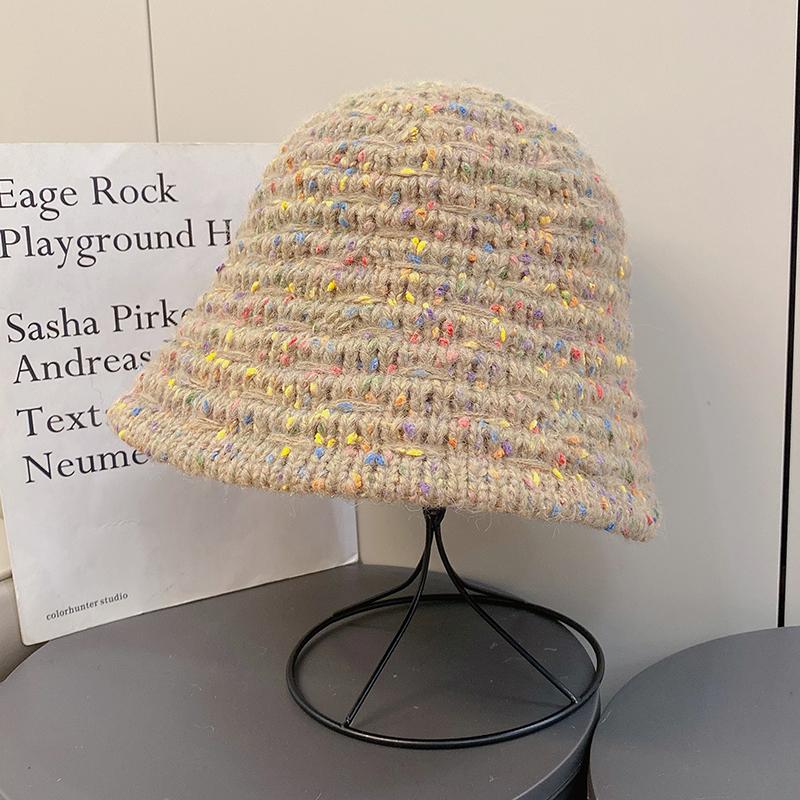 

Милая цветная панама-ведро из мармелада, женская осенне-зимняя, для маленького лица, вязаная шапка, холодная, теплая, шерстяная шапка, тренд adult average size 55-58cm