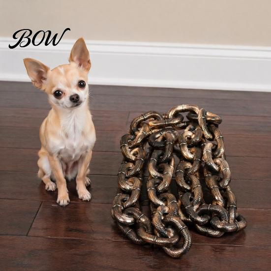 Yorkie Decorative Chain Simulated Iron for Haunted House Cosplay, Halloween Plastic Prop, Novelty Small Dog Photo Props Leash, Lightweight Fake Metal