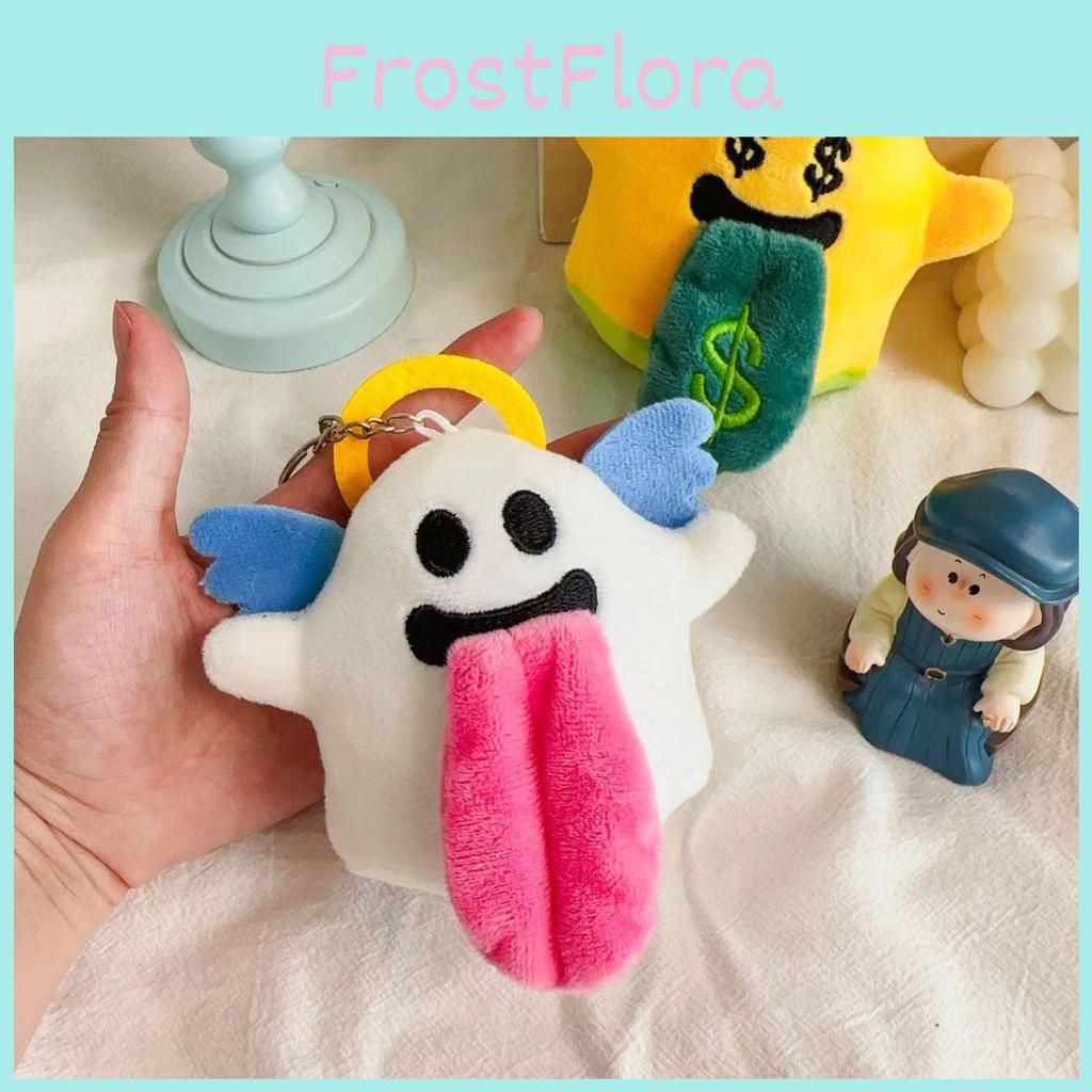 Cute Large Halloween Tongue Angel Ghost Plush Pendant For Kids And Teen Gifts