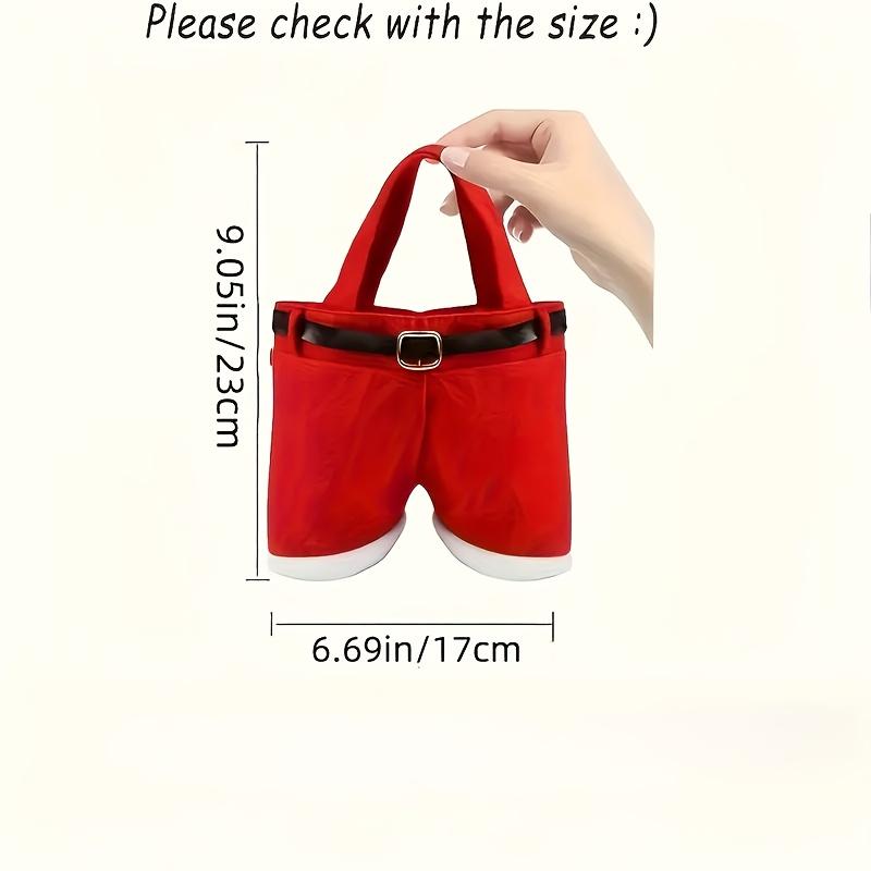 2/6pcs Santa Claus Pants Gift Bags with Golden Buckle Closure , Open Legs & Hanging Loop - Reusable Christmas Party Decorations,