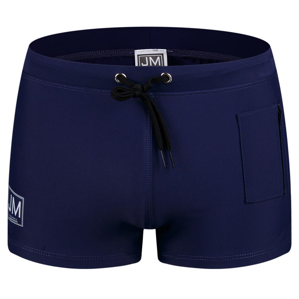 Swimwear JOCKMAIL Solid Color Men's Low-Rise Swim Shorts Flat Angle Drawstring Non-Slip with Convenient Zippered Pouch Trunsk