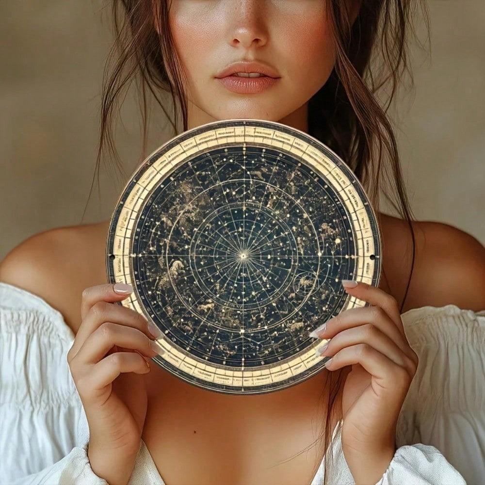 Vintage Retro 7.8 Inch Round Zodiac Constellations Metal Tin Sign Wall Art Home Decor