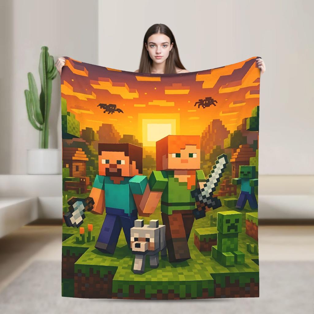 Pig Pixel Game Blanket Quality Warm Soft  Throw Blanket Winter Picnic Couch Chair Sofa Bed Novelty Bedspread