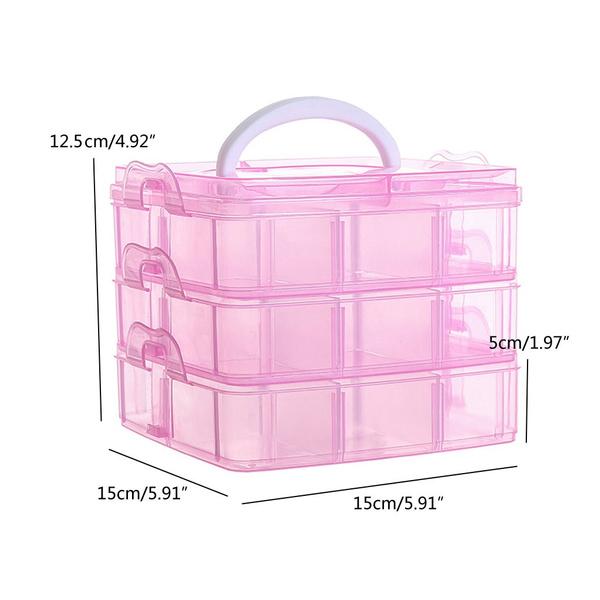 Transparenter tragbarer großer Schmuck-Organizer, abnehmbare Gitter, Schmuckaufbewahrung, Ringe, Halsketten, Box, Behälter, Fall, Display, YIY
