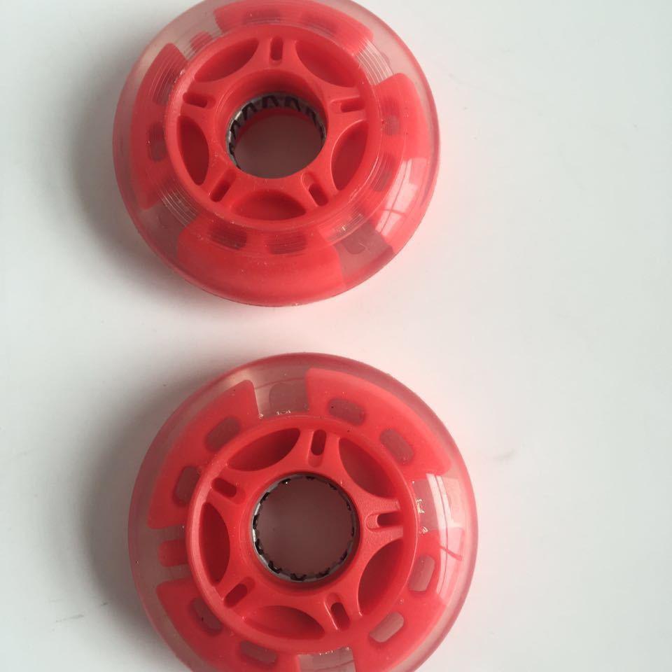 Glitter Luminous Transparent PU Wheels for Roller Skates, Inline Skates, & Skateboards - Crystal Design, Size 70x24/64x24