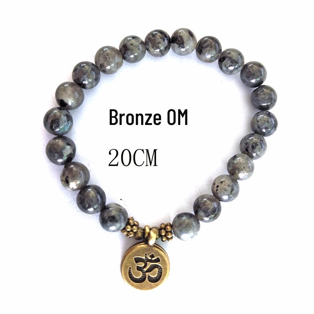 8mm Frosted Amazonite Lotus Pendant Mala Bracelet