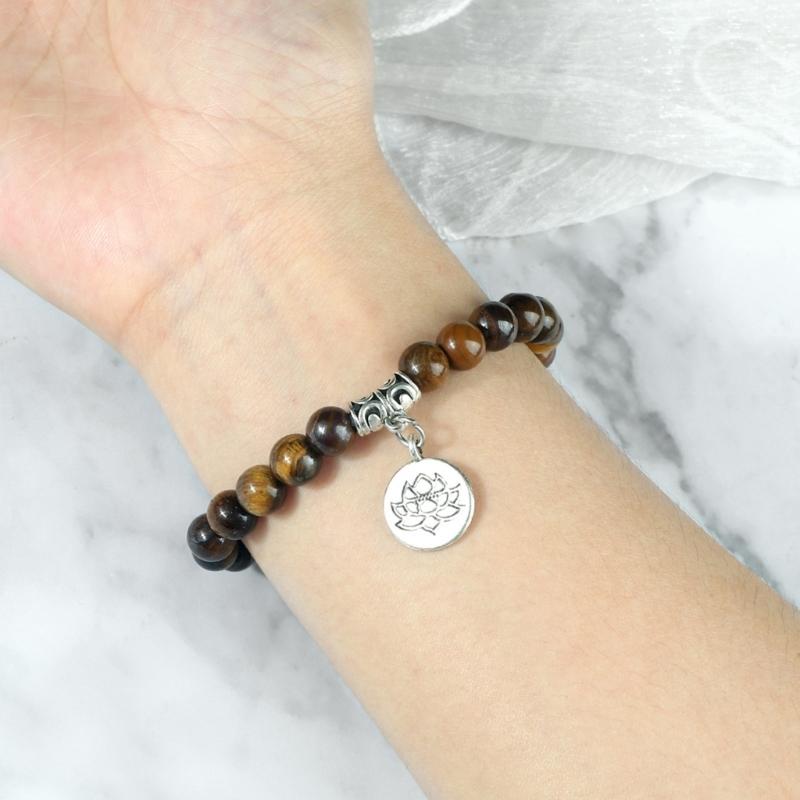 Stylish Adjustable Elastic Buddhas Bead Bracelet with Lotuses Charm Stretch Wristchain Accessories For Women Men