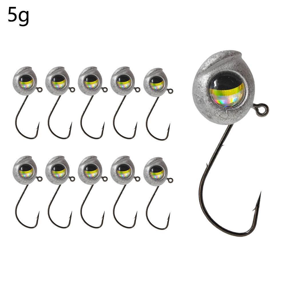 10pcs Big Eyes Jig Head Fishing Hooks with Mustad Hook 2.5g 3.5g 5g Fish Head Fishhook for Fishing Tackle Free Soft Worm Lure