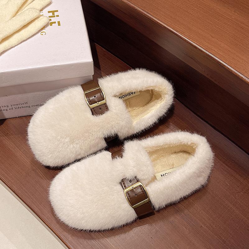 

Mao Mao shoes women wear in autumn and winter 2025 new Doudou shoes flat-bottomed velvet warm fairy wind cotton ladyshoes cotton shoes 35