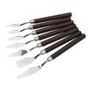 7-Piece Artist Palette Knife Set - Stainless Steel & Wood Watercolor Oil Painting Scrapers, Gouache Pigment Mixing Hand Tools