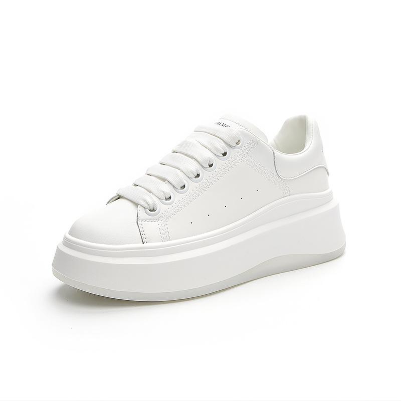 Little White Shoes Women's Spring and Summer New Leather Mesh Breathable Bear Design Heightening Versatile Casual Muffin Thick Bottom