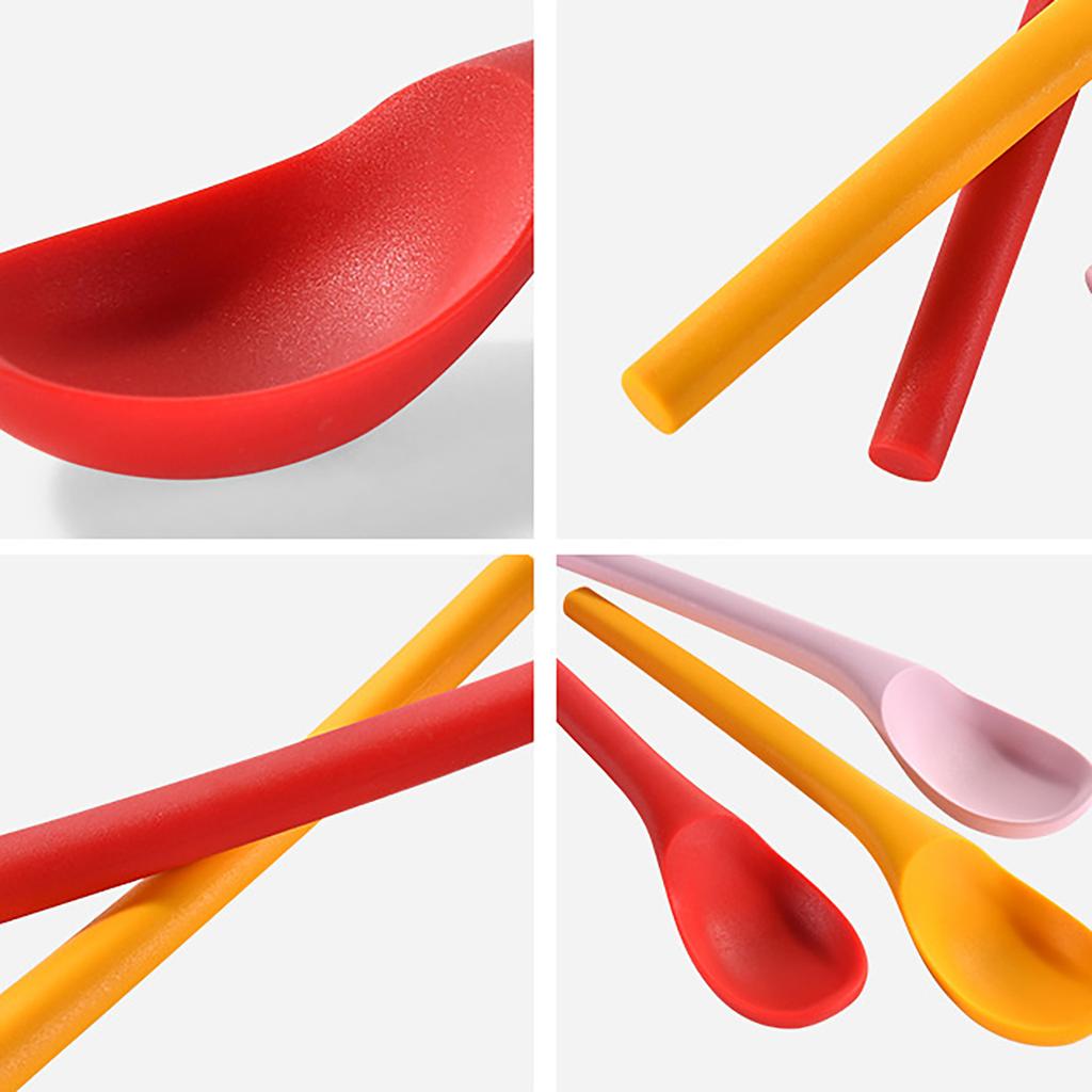 Food Grade Silicone Spoon Long Handled Integrated Salad Spoon Juice Mixing Spoon Children's Spoons Small Spoon Kitchen Utensils